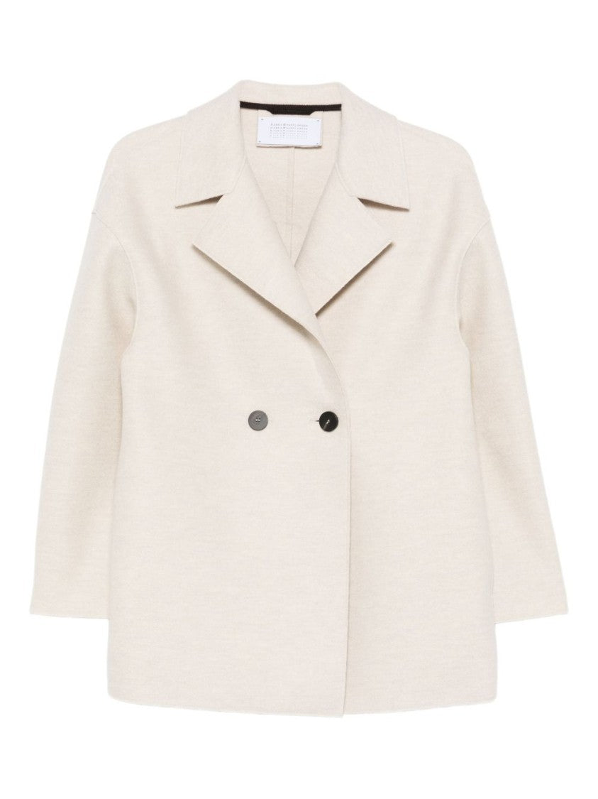 Harris Wharf London Boxy Beige Double-Breasted Coat