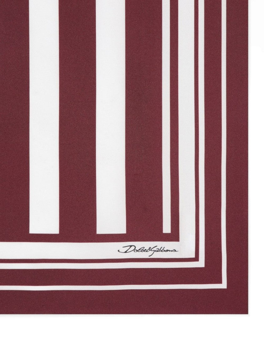 Dolce & Gabbana Bordeaux Red Square Scarf With Logo Print