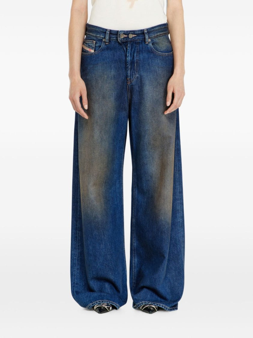 Diesel High-Waisted Wide-Leg Jeans With Vintage-Inspired Wash