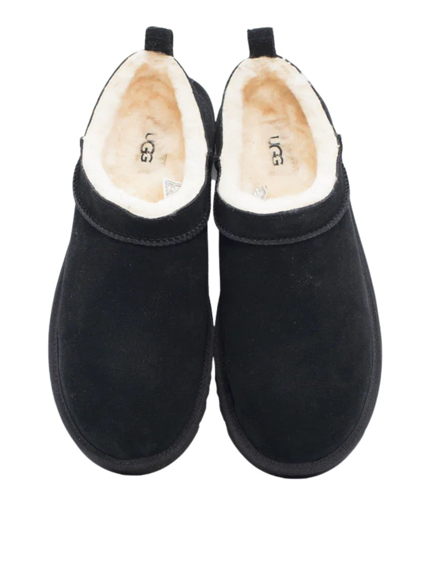 Ugg Black Closed Toe Plush Fur Sandals