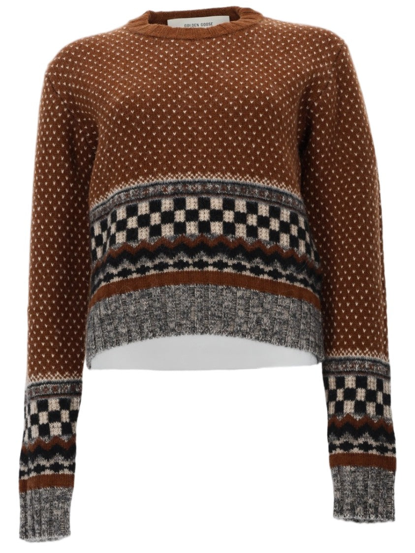 Golden Goose Knitted Sweater With Distinctive Patterns And Ribbed Details