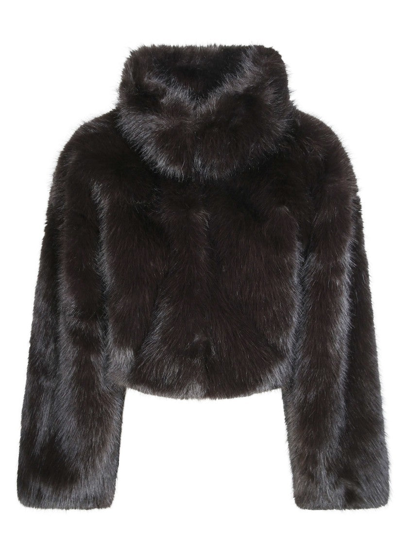 Rotate Cropped Faux Fur Jacket
