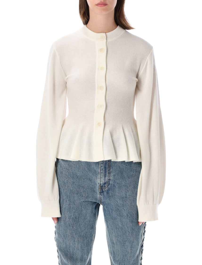 Rotate Sculptured Peplum Flared Knit Cardigan