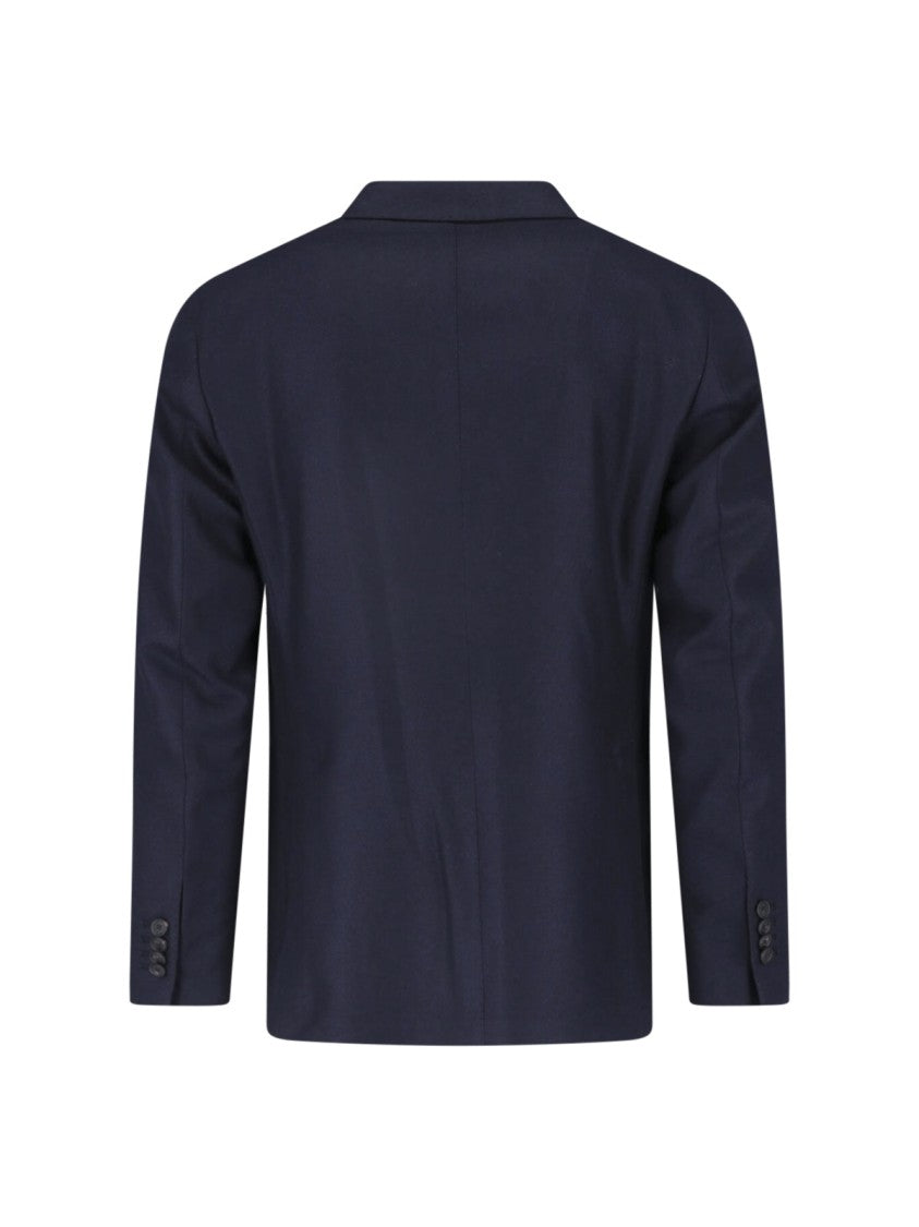 Tagliatore Blue Single-Breasted Virgin Wool Blazer