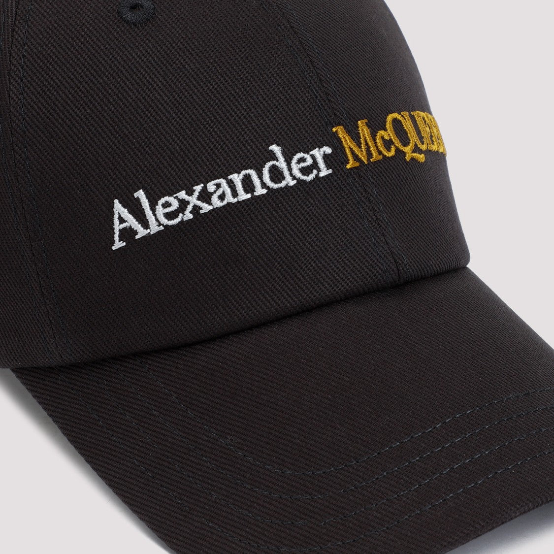 Alexander Mcqueen Classic Logo Bicolor Black Gold Cotton Hat