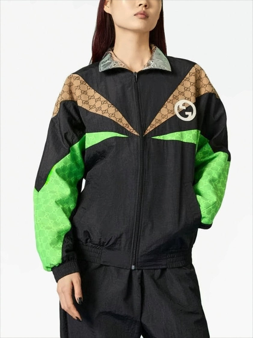Gucci Geometric Panel Jacket With Stand Collar