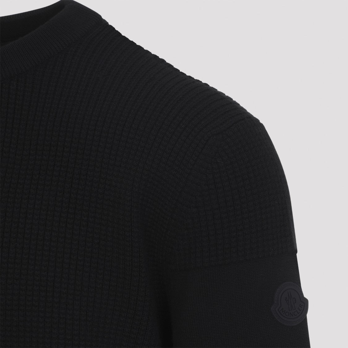 Moncler Textured Knit Black Crew Neck Sweater