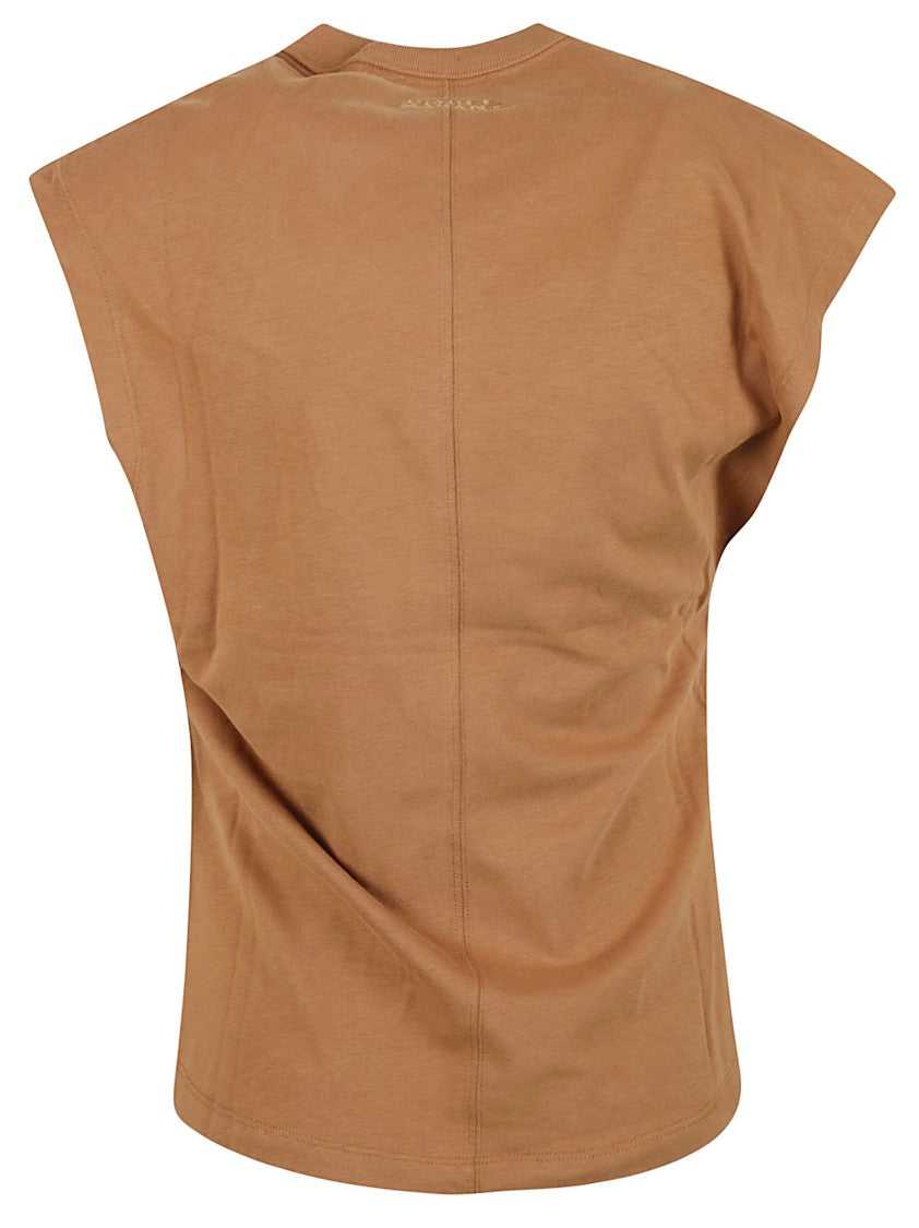 Isabel Marant Asymmetrical Brown Cotton T-Shirt