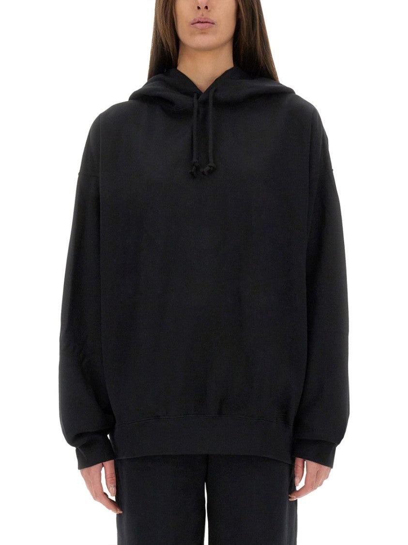 Y-3 Black Graphic Print Hoodie With Spacious Hood