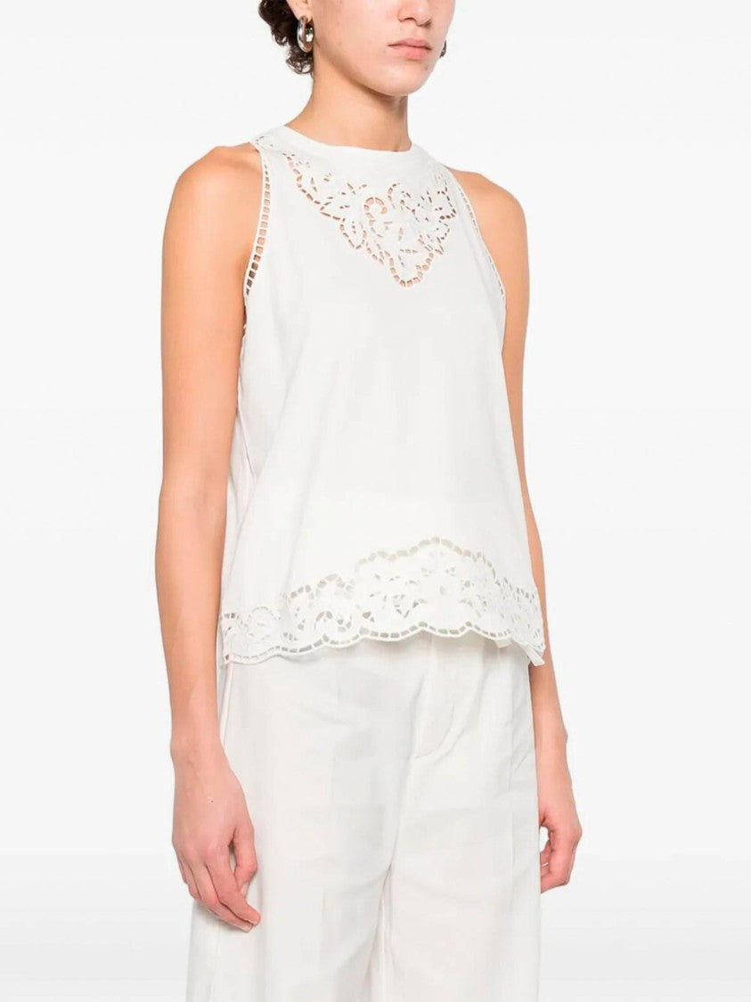 Twin-Set Sleeveless Top With Intricate Lace Cut-Out Detailing