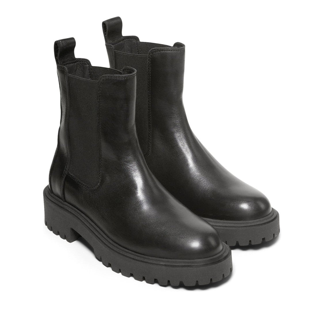 Marc O'polo Black Phia 2A Elastic Side Panel Chunky Sole Leather Boots