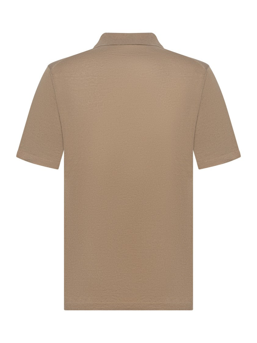 Franzese Collection V-Neck Beige Polo Shirt With Open Collar