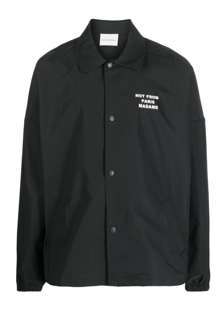 Drôle De Monsieur Black Jacket With Bold Slogan Design