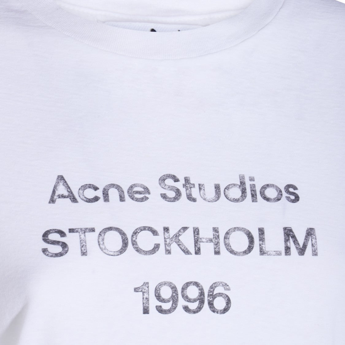 Acne Studios Short-Sleeved White T-Shirt With Distressed Text Design