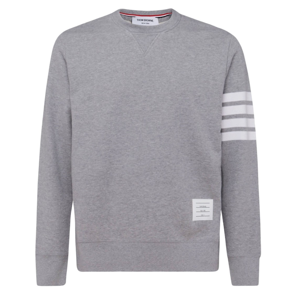 Thom Browne Grey Crewneck Sweater With Signature Details