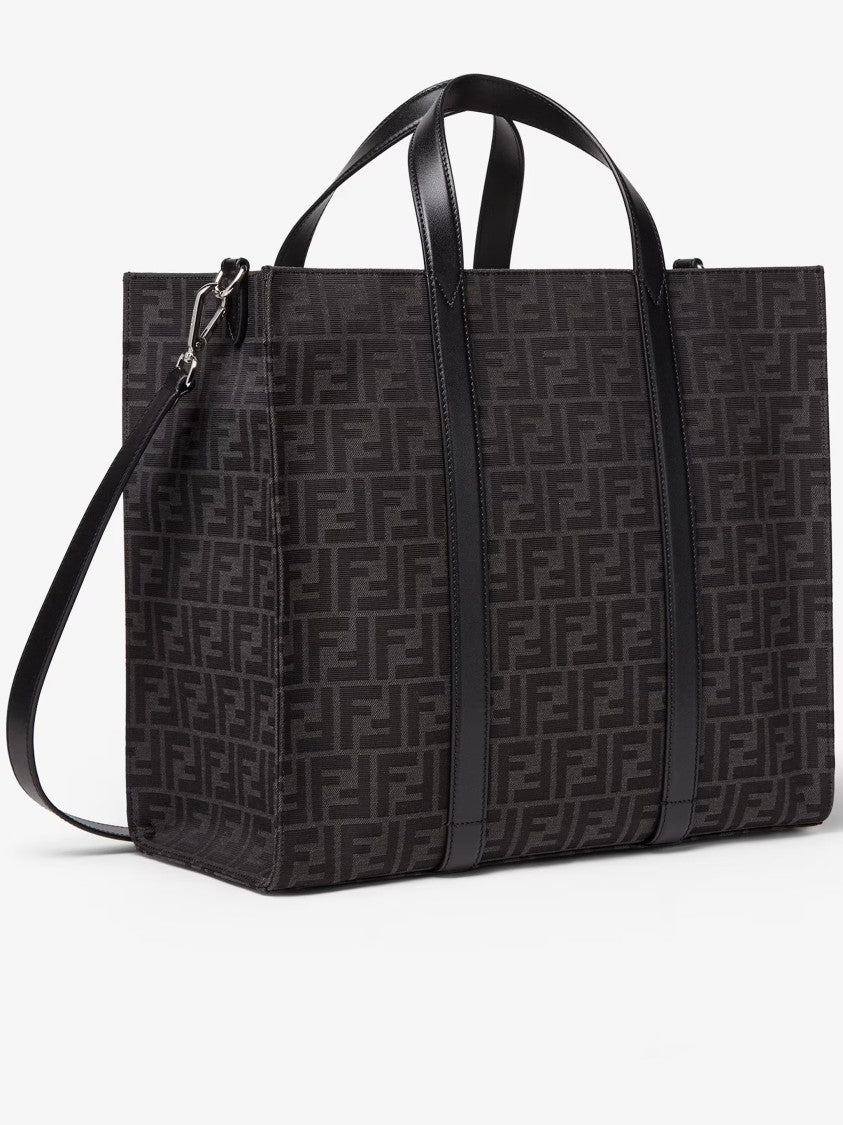 Fendi Structured Ff Monogram Leather Accents Tote