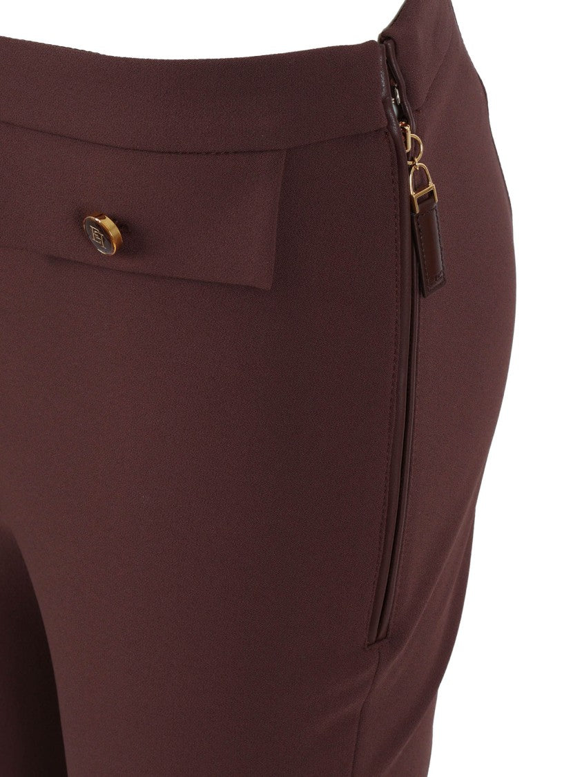 Elisabetta Franchi Tailored High-Waisted Trousers With Decorative Flap Pockets