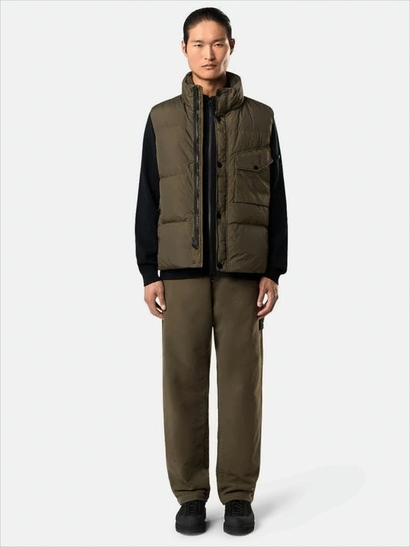 Stone Island Padded Quilted Vest With High Collar