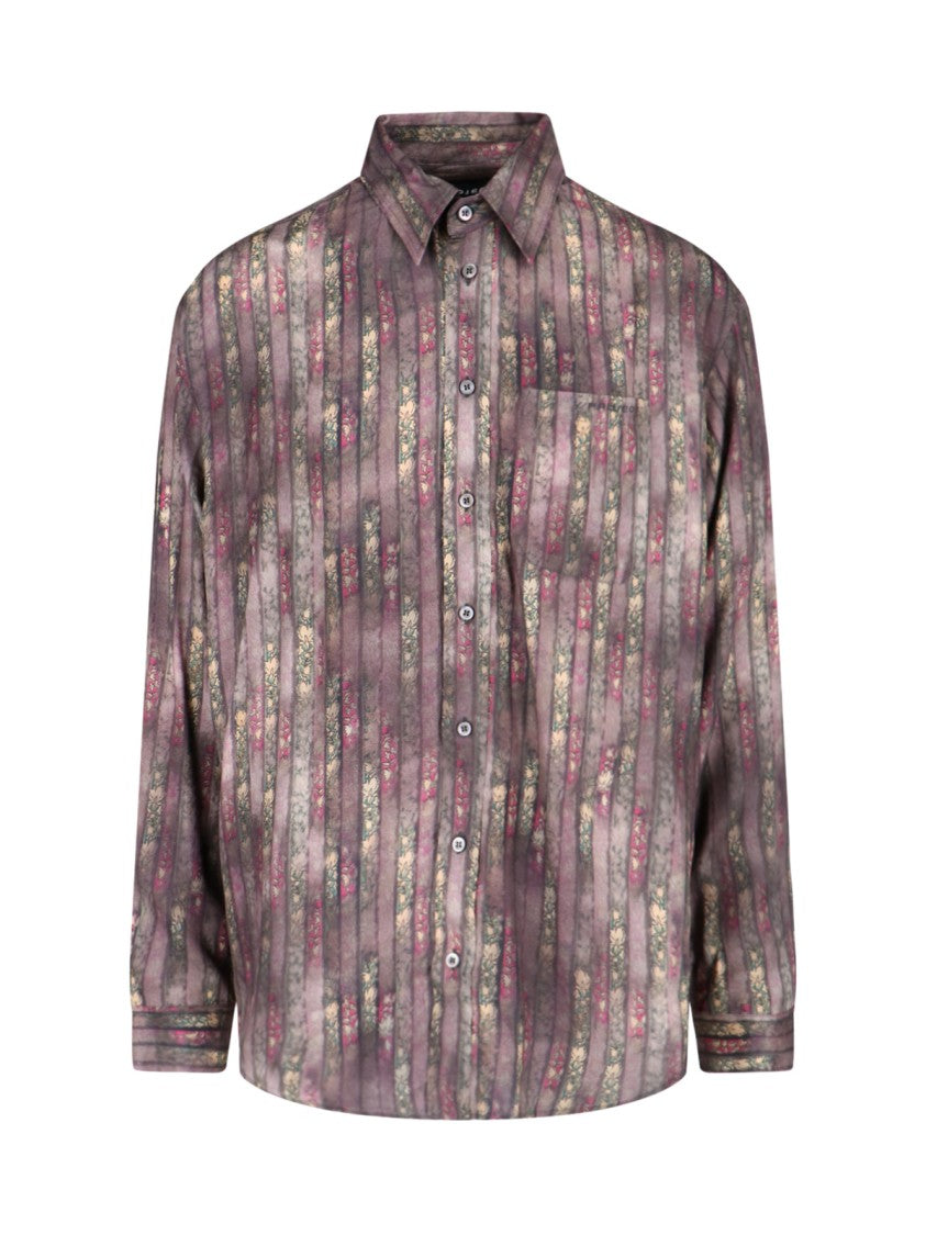Y/Project Floral Motif Shirt In Brown Viscose