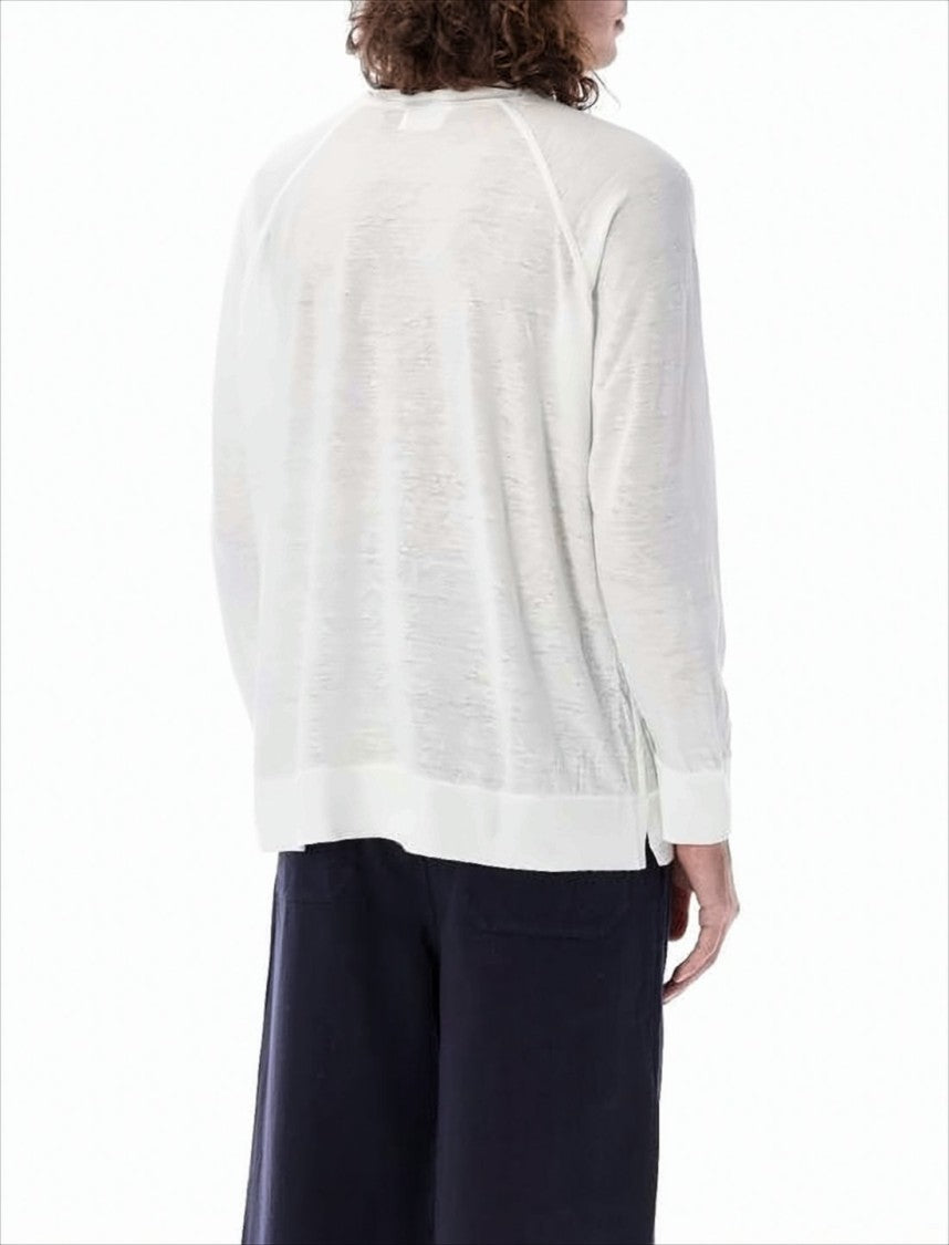 Isabel Marant Relaxed-Fit Linen Long-Sleeve T-Shirt With Bold Graphic Logo