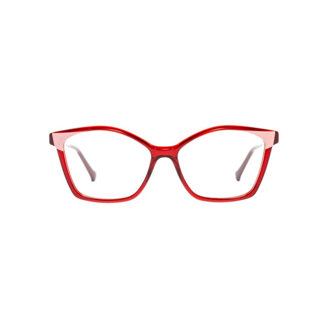 Xavier Garcia Design Madame C-3 Bold Red Cat-Eye Eyeglasses With Angular Frame
