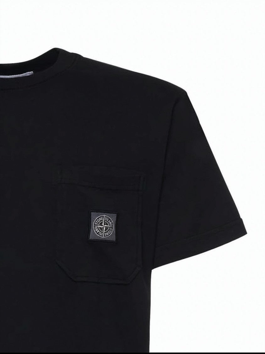 Stone Island Black Short-Sleeve T-Shirt With Emblem Patch
