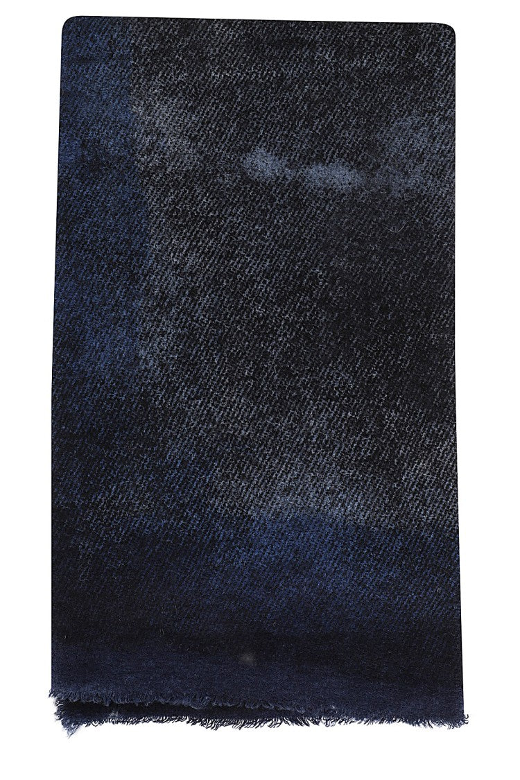 Faliero Sarti Blue Frayed Hem Scarf