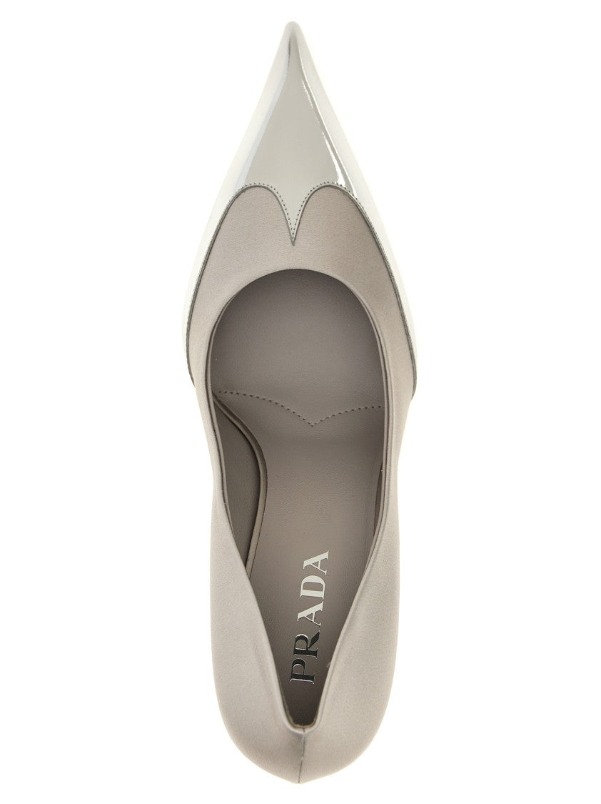Prada Satin Pumps With Metallic Leather Accents