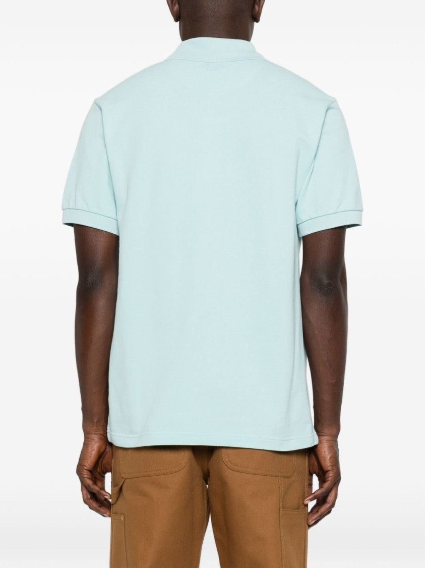 Kenzo Light Blue Embroidered Emblem Silk Polo