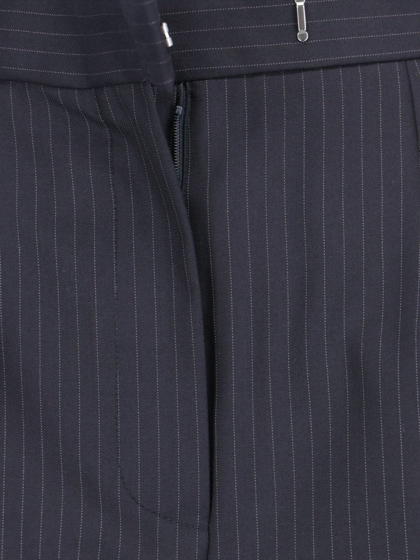 Alexander Mcqueen Tailored Blue Wool Trousers With Structured Waistband