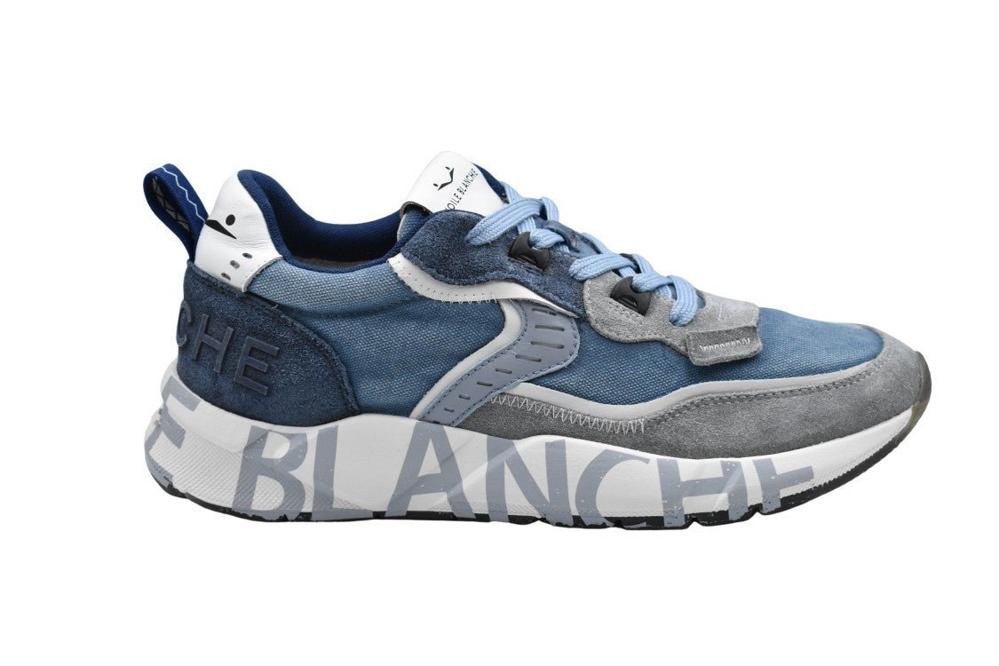 Voile Blanche Sneakers In Grey-Indigo With Laced Closure