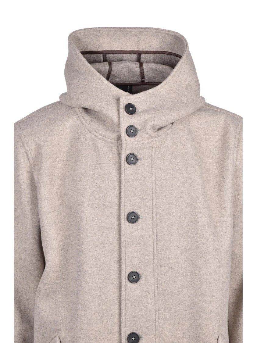 Hamaki-Ho Functional Beige Parka With High Collar And Dual Closure
