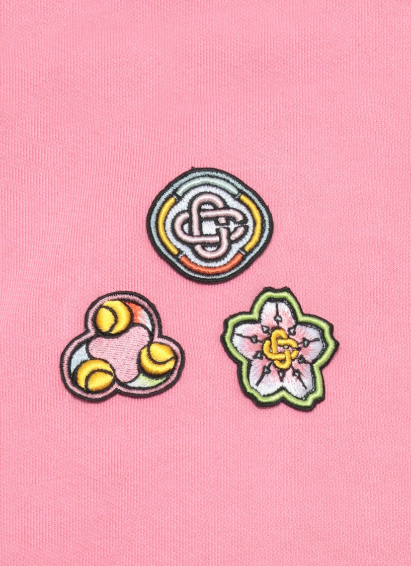 Casablanca Soft Cotton Sweatshirt With Contrasting Patches And Zip Closure