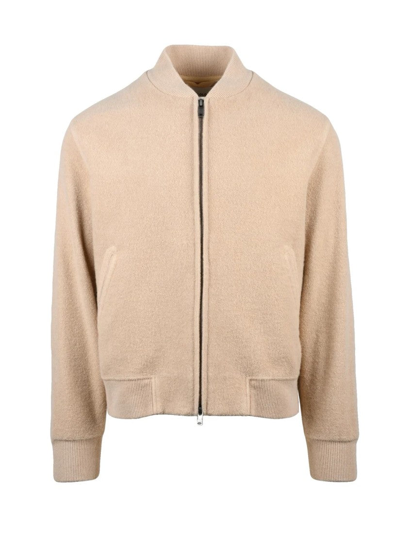 Circolo 1901 Beige Bomber Jacket With Minimalist Design And Zip Closure