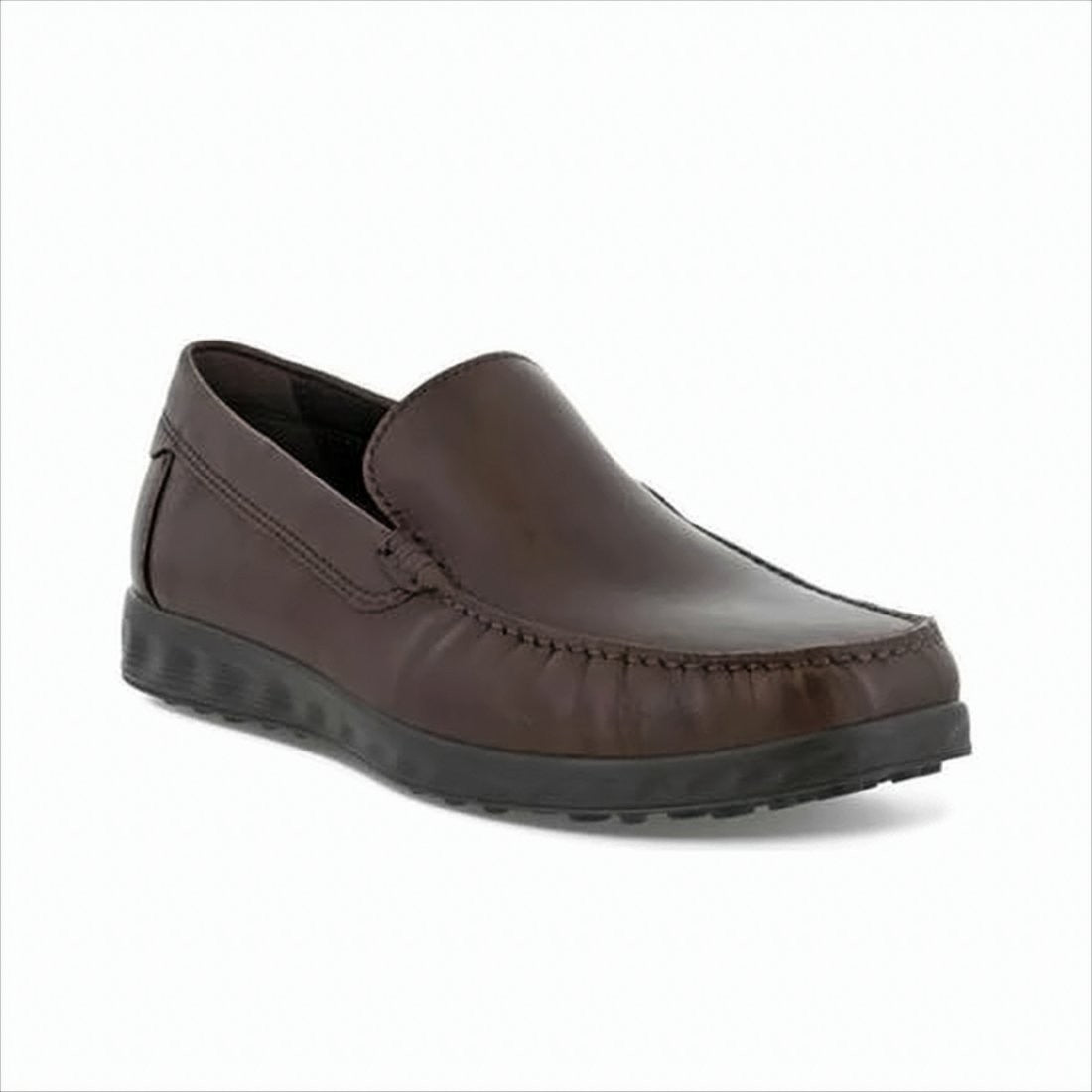Ecco Leather Loafers With Minimalist Design And Textured Grip