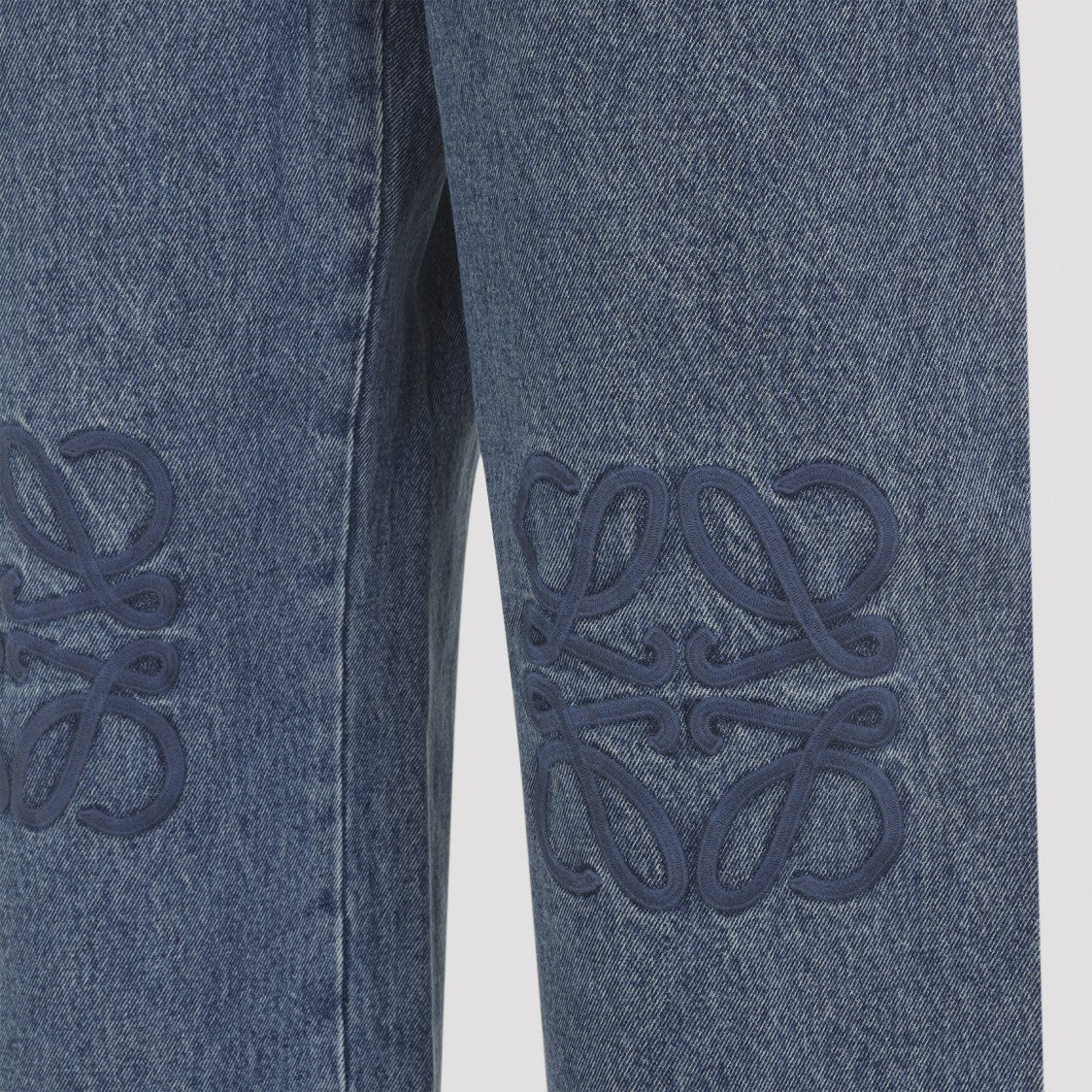 Loewe Relaxed Straight-Leg Jeans With Tonal Embroidery And Leather Patch