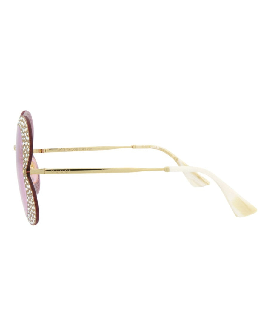 Gucci Cat Eye Sunglasses With Heart Design And Sparkling Embellishments