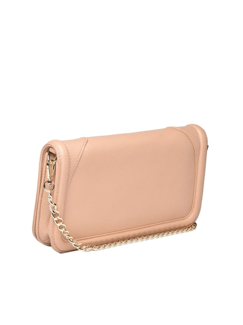 Love Moschino Rectangular Crossbody Bag With Metallic Logo And Chain Strap
