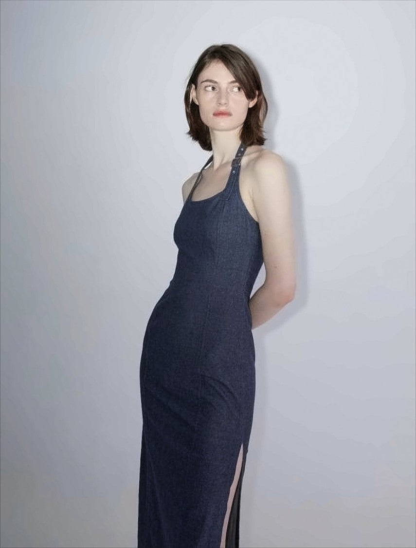 Paloma Wool Fitted Midi Dress With Square Neckline And Side Slit