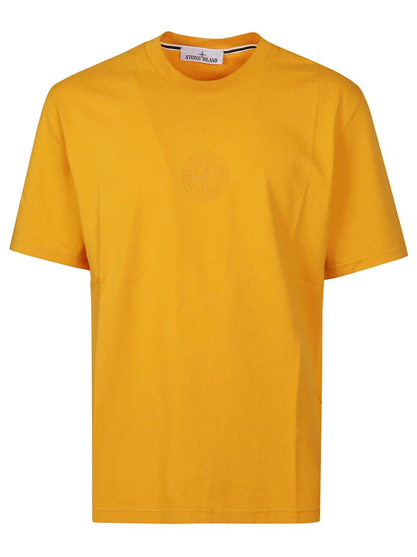 Stone Island Mustard Yellow Cotton Graphic T-Shirt