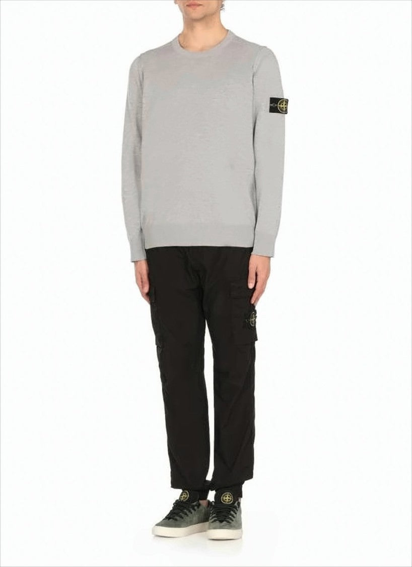 Stone Island Light Grey Cotton Sweater