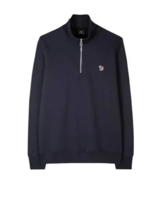 Paul Smith Half-Zip Black Long-Sleeve Pullover With Embroidered Logo