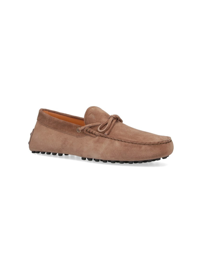 Tod's Brown Polished Leather Loafers With Rounded Toe