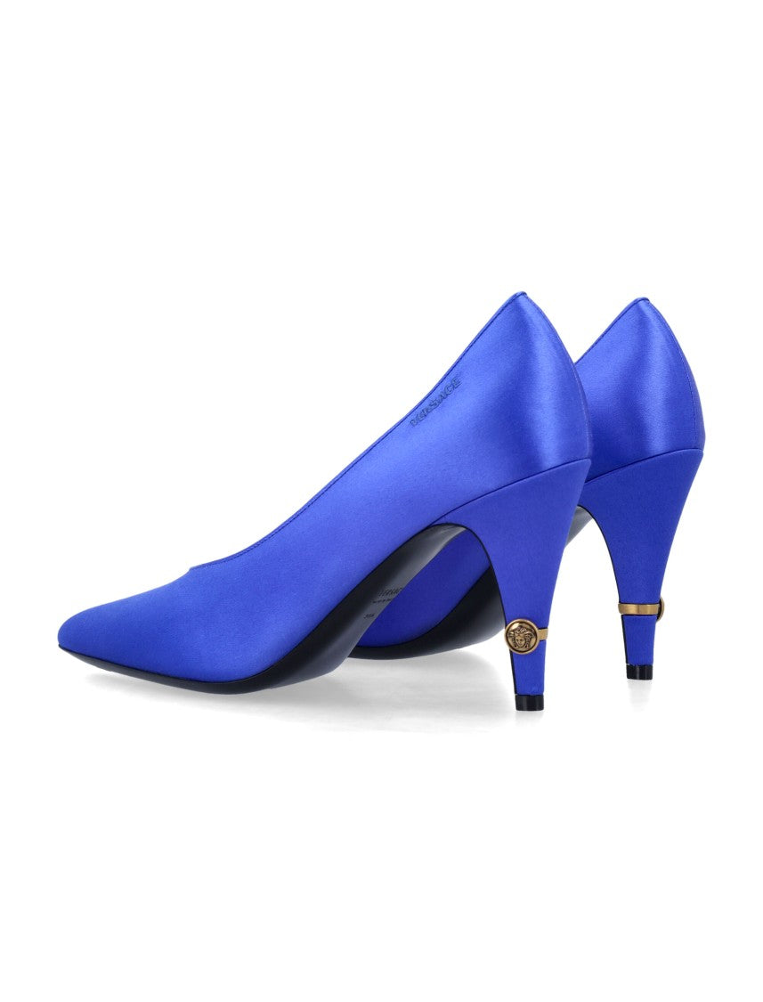 Versace Gianni Satin High Heel Medusa Pumps