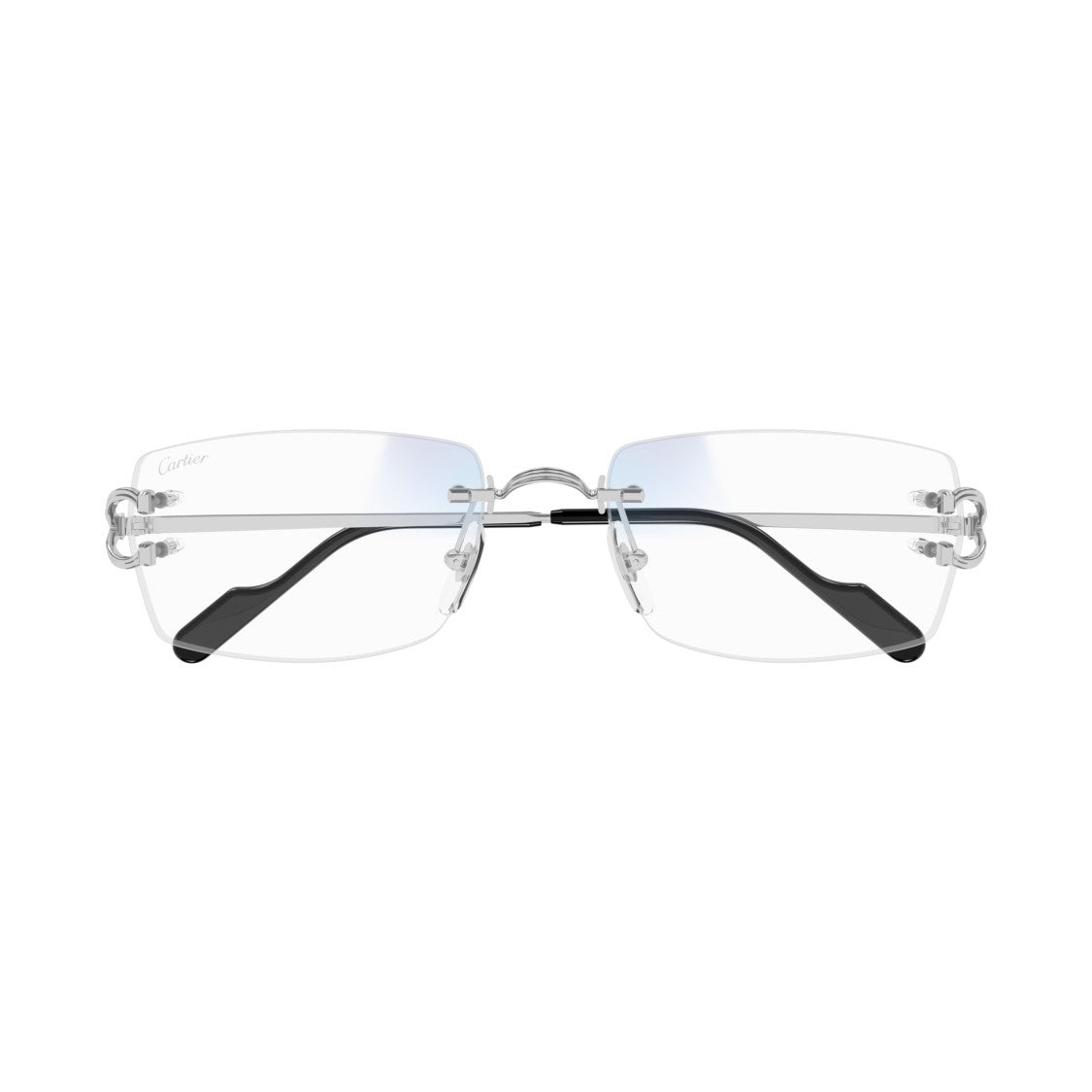 Cartier Rectangular Rimless Eyeglasses With Distinctive Curved Temples