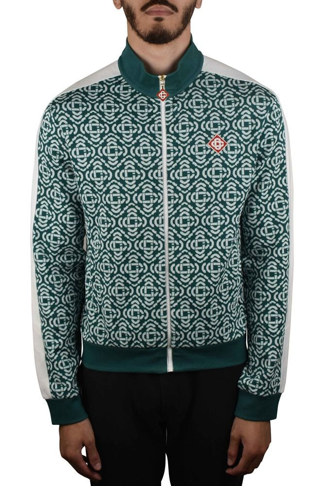 Casablanca Deconstructed Monogram Jacket In Green And White