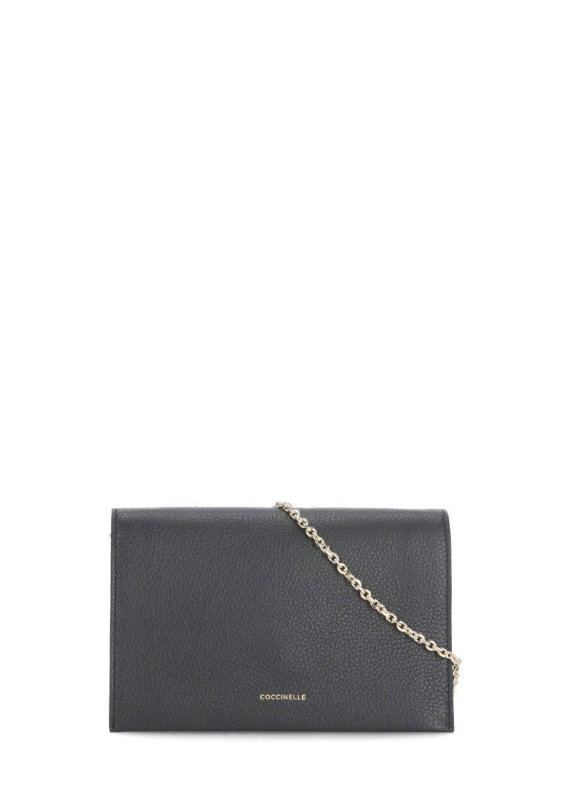 Coccinelle Black Pebbled Leather Shoulder Bag