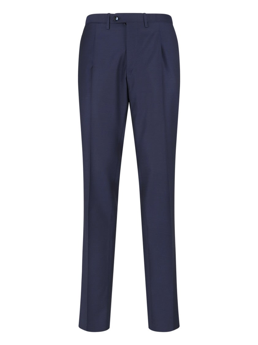 Kiton Navy Double-Breasted Peaked Lapel Wool Suit