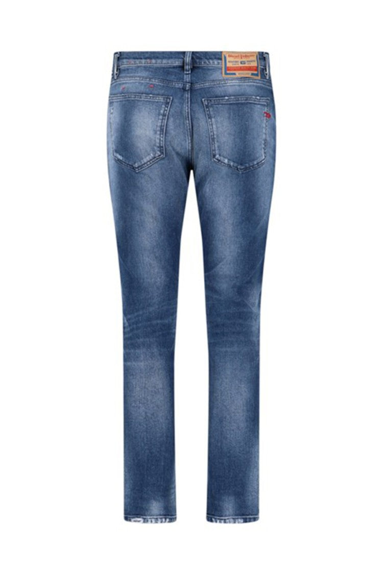 Diesel Distressed Multicolor Straight-Leg Denim Jeans
