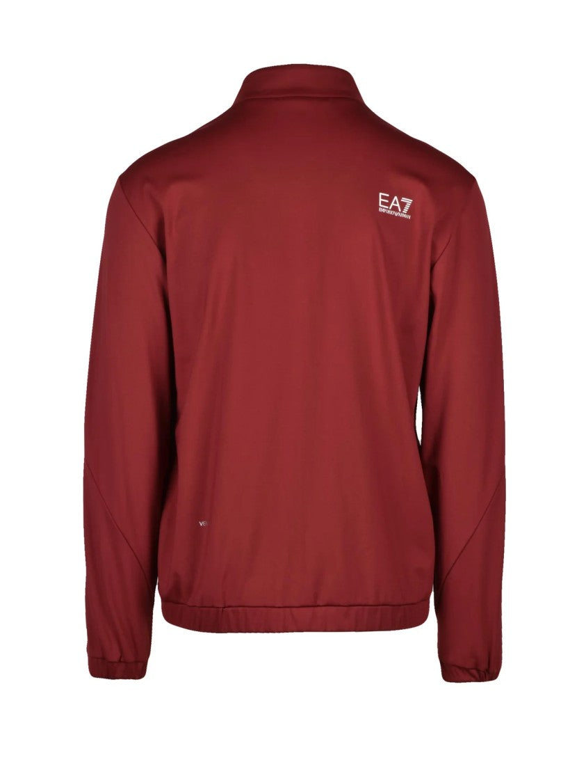 Ea7 Emporio Armani Red Lycra Polyamide Elastane Zip Sweatshirt